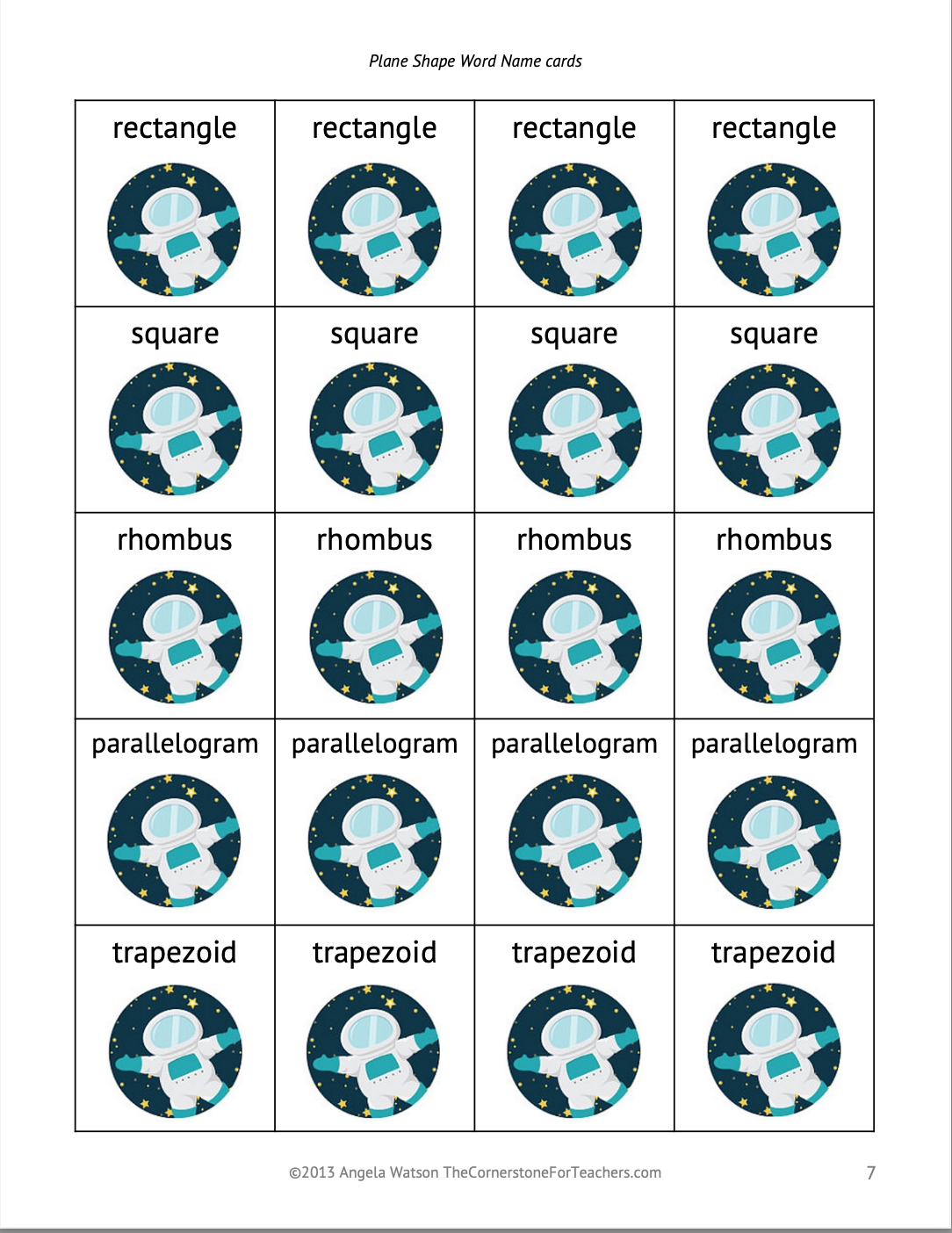 FREE 2D Shape Cards for sorting, matching, and other geometry activities