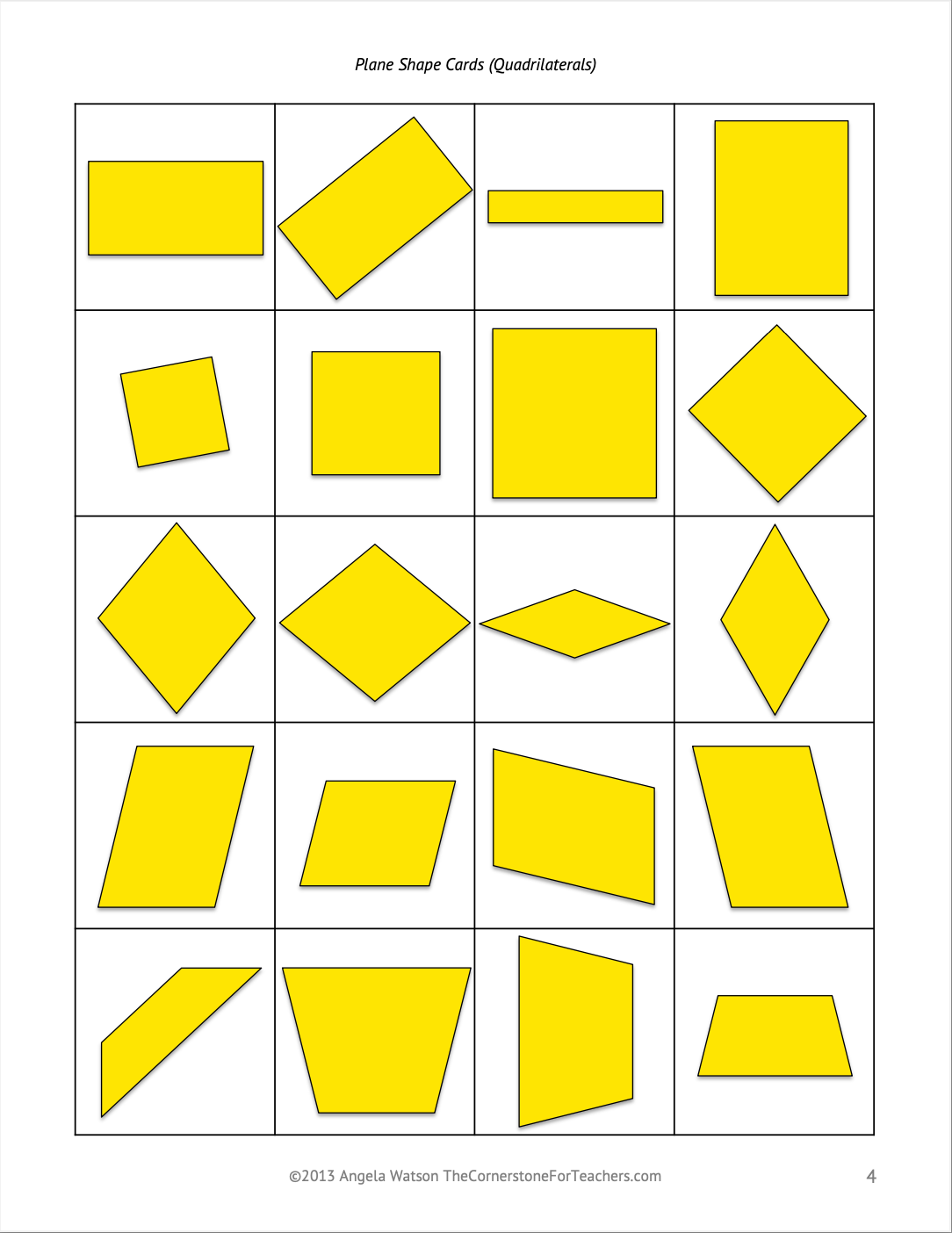 FREE 2D Shape Cards for sorting, matching, and other geometry activities