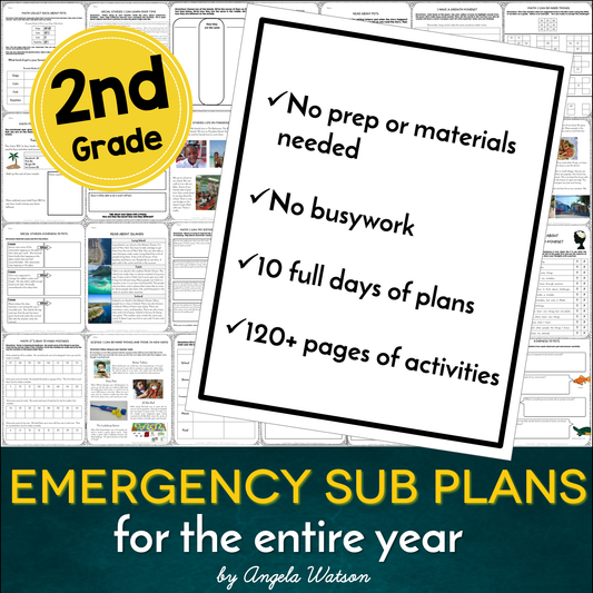2nd Grade Sub Plans: EVERYTHING you need for 10 days of absences