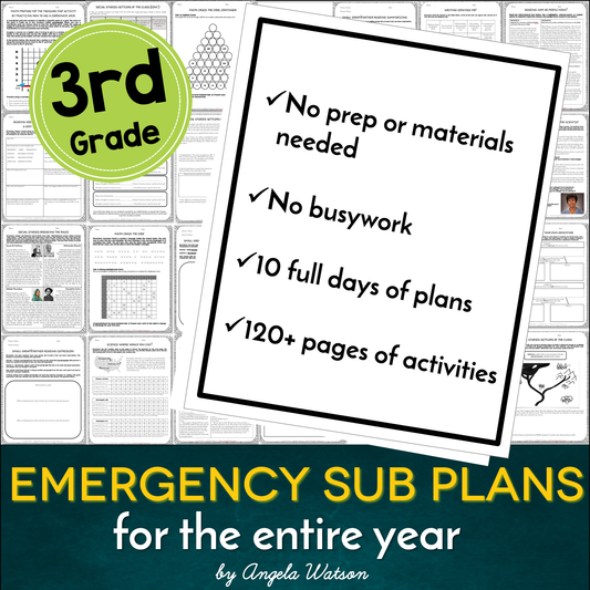 3rd Grade Sub Plans: EVERYTHING you need for 10 days of absences