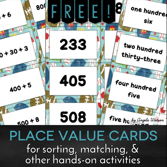 FREE Place Value Cards for sorting, matching, and other base ten activities