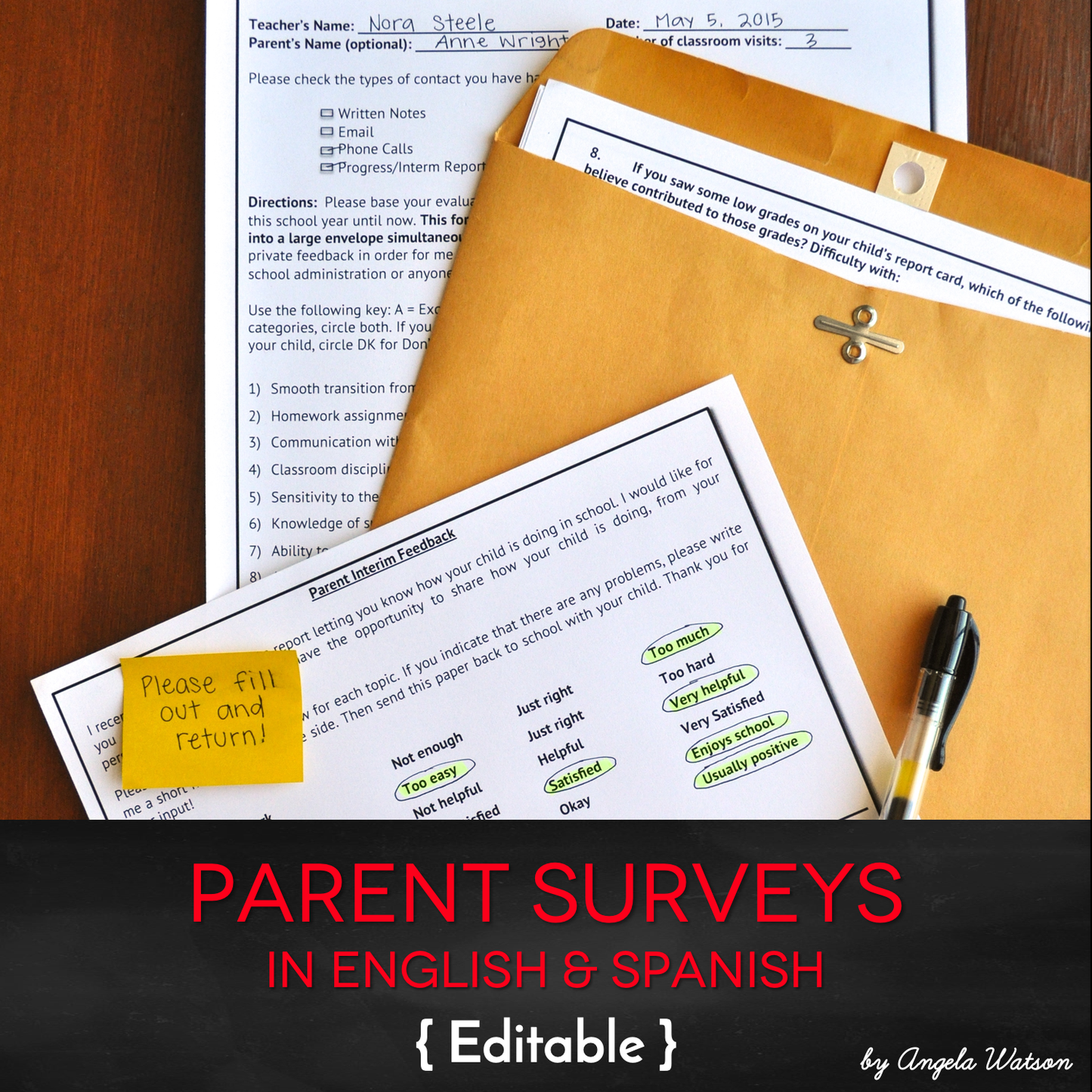 Parent Surveys in Spanish (Editable + Google Forms)