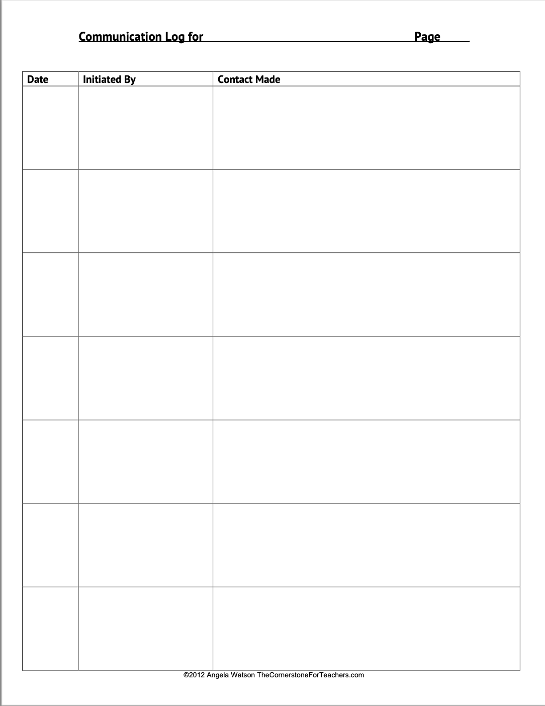 FREE Parent-Teacher Communication Log: Forms for Documenting Phone Calls