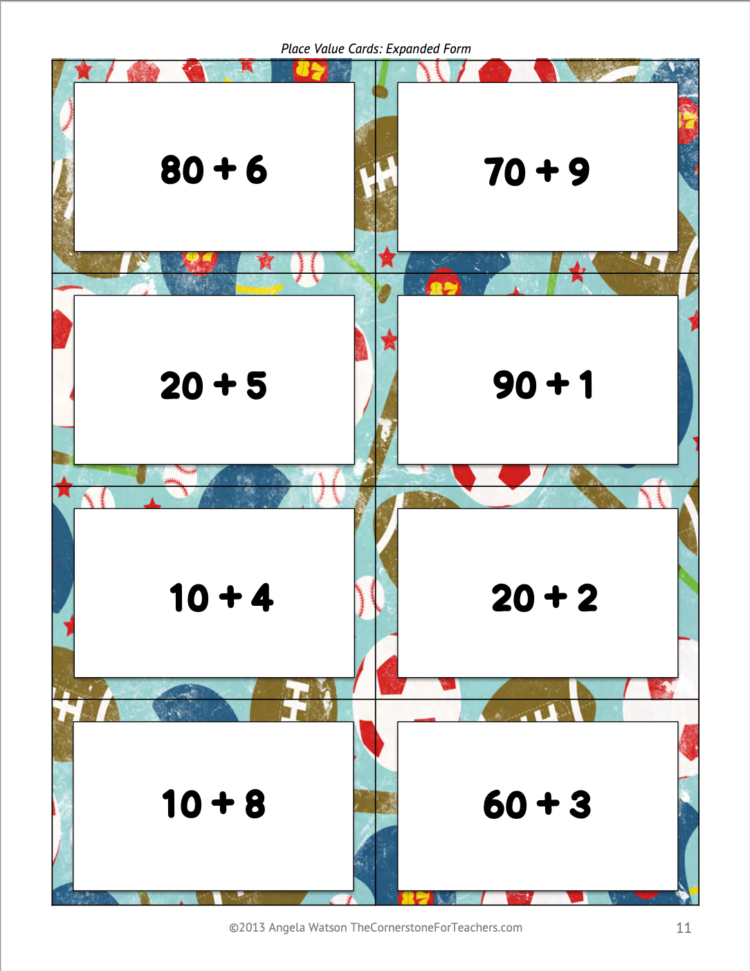 FREE Place Value Cards for sorting, matching, and other base ten activities