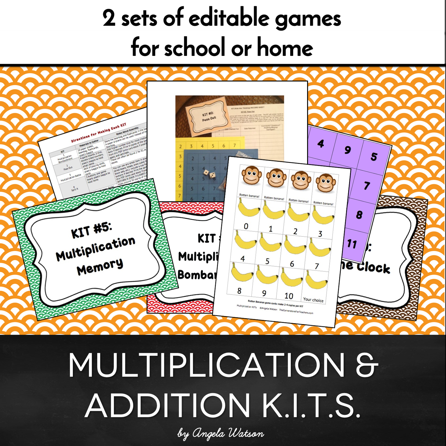 Multiplication & Addition KITs: Editable math fact practice games {bundle}