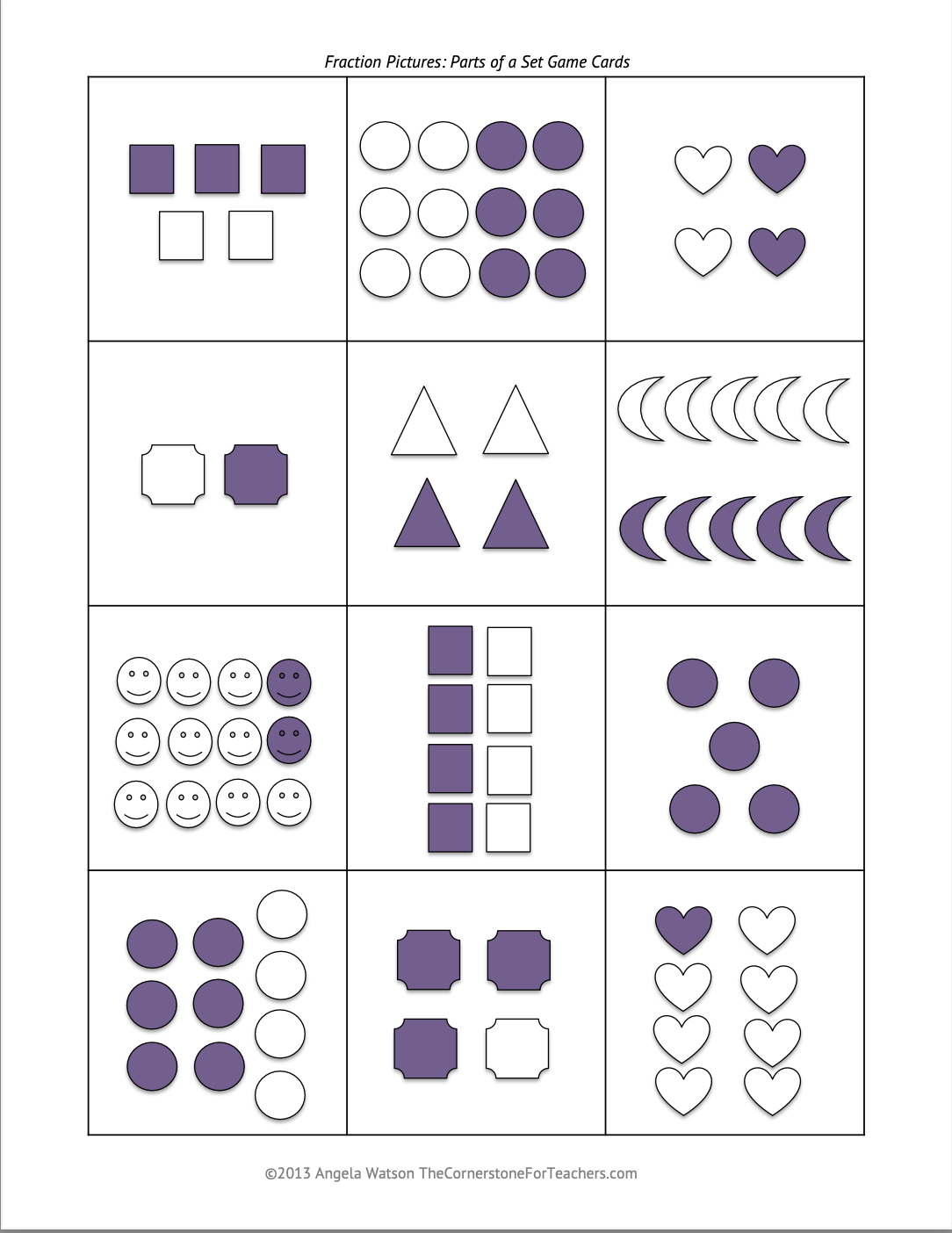 FREE Fraction Cards for sorting, matching, & other hands-on activities