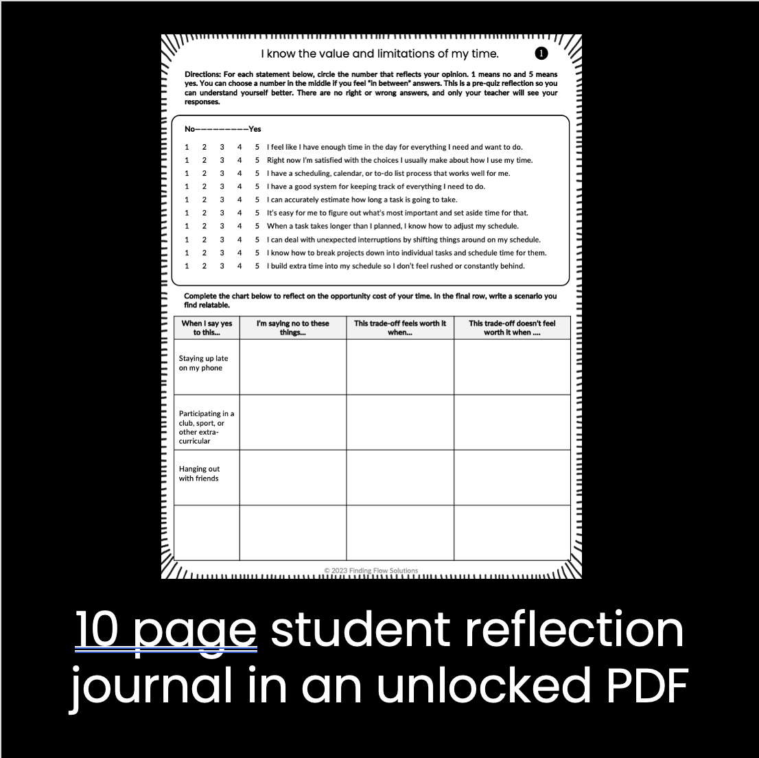 Time Management Unit: 10 lessons with PPT and student journals