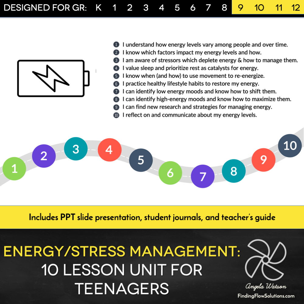 Energy & Stress Management Unit: 10 lessons with PPT and student journals