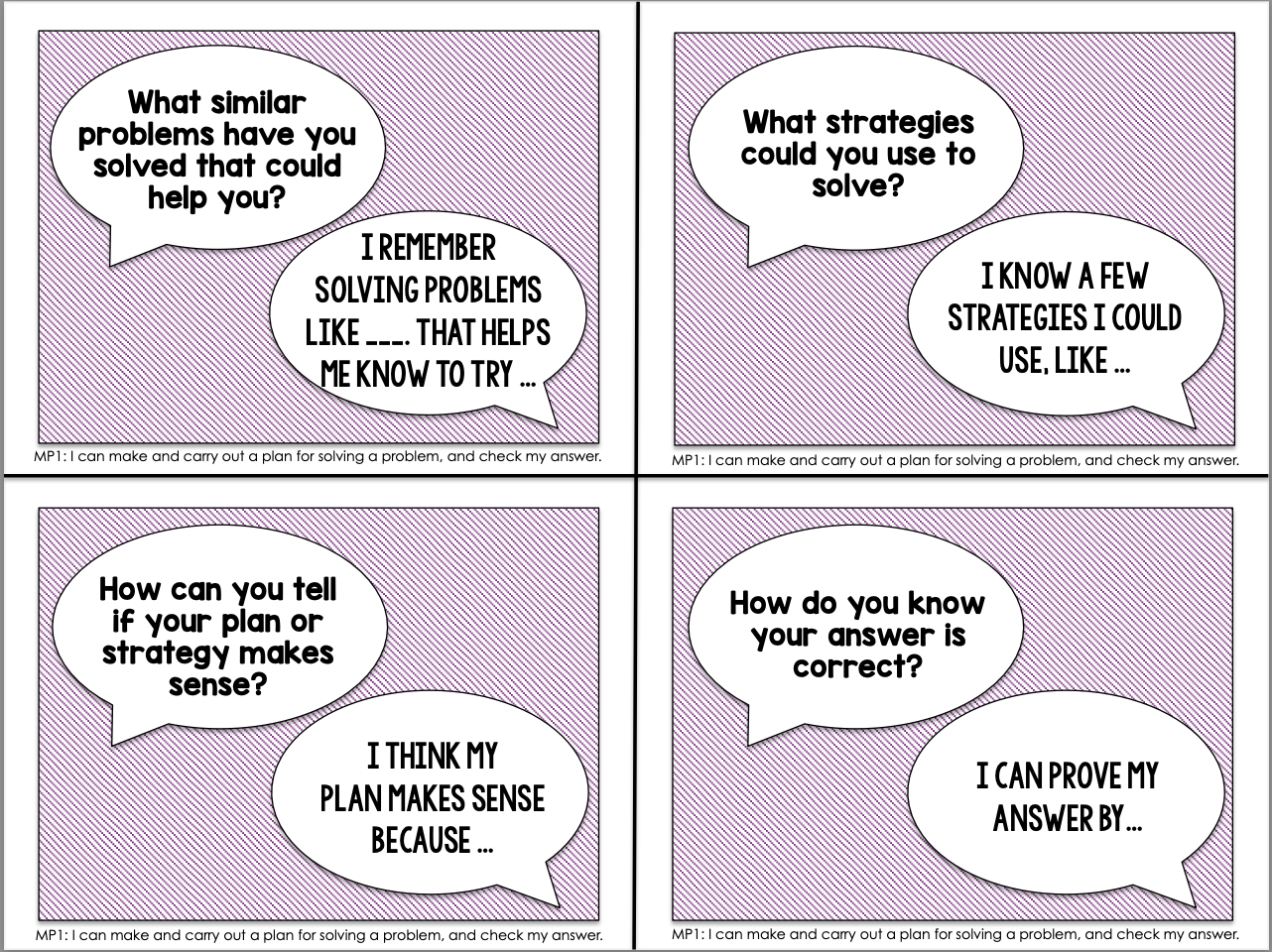 Partner Discussion Cards/Conversation Starters for Math Practices