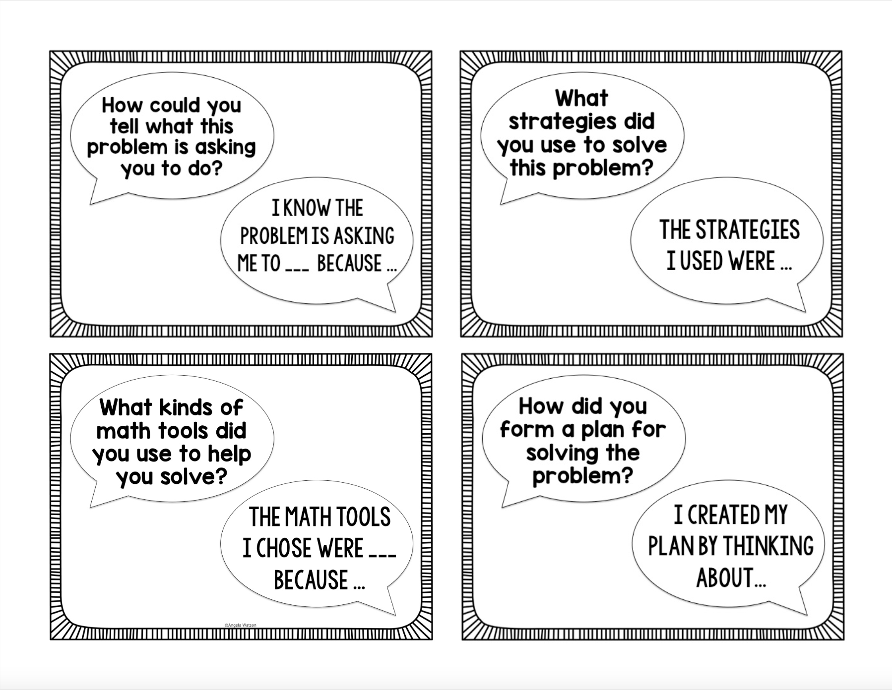 Problem Xolving Starter Questions Math Math Talk Posters: Student conversation starters for problem solving ...