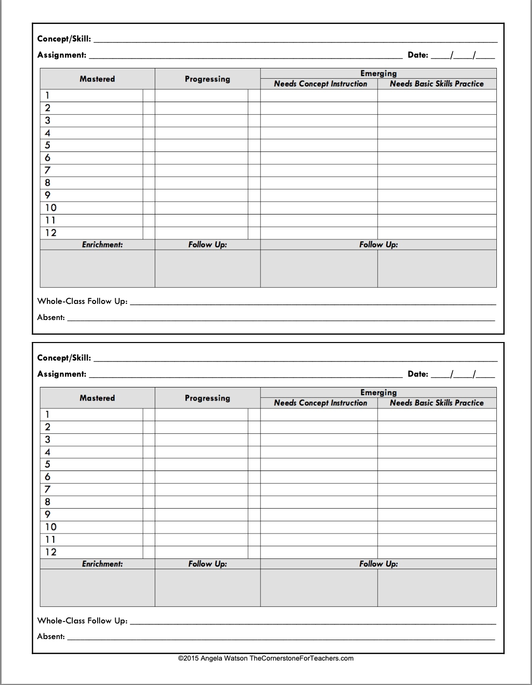 Quick Skill Assessment Form for Differentiation – Truth for Teachers