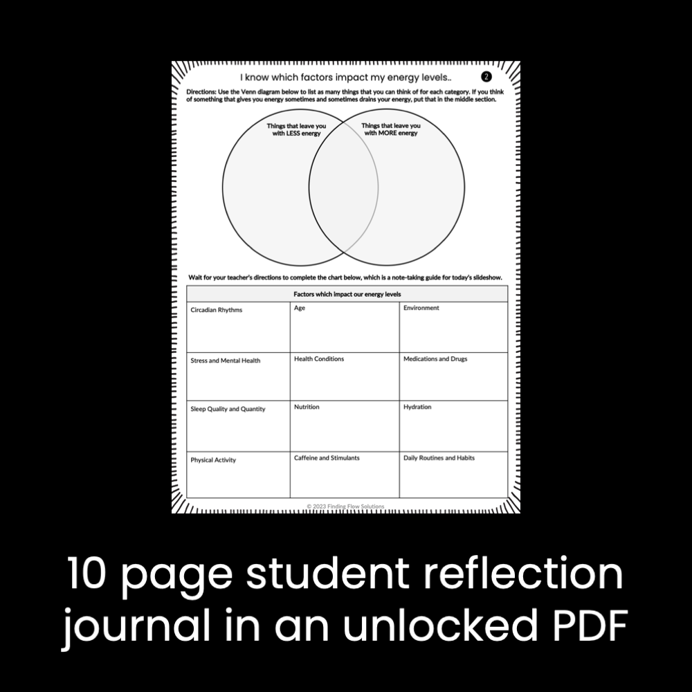 Energy & Stress Management Unit: 10 lessons with PPT and student journals