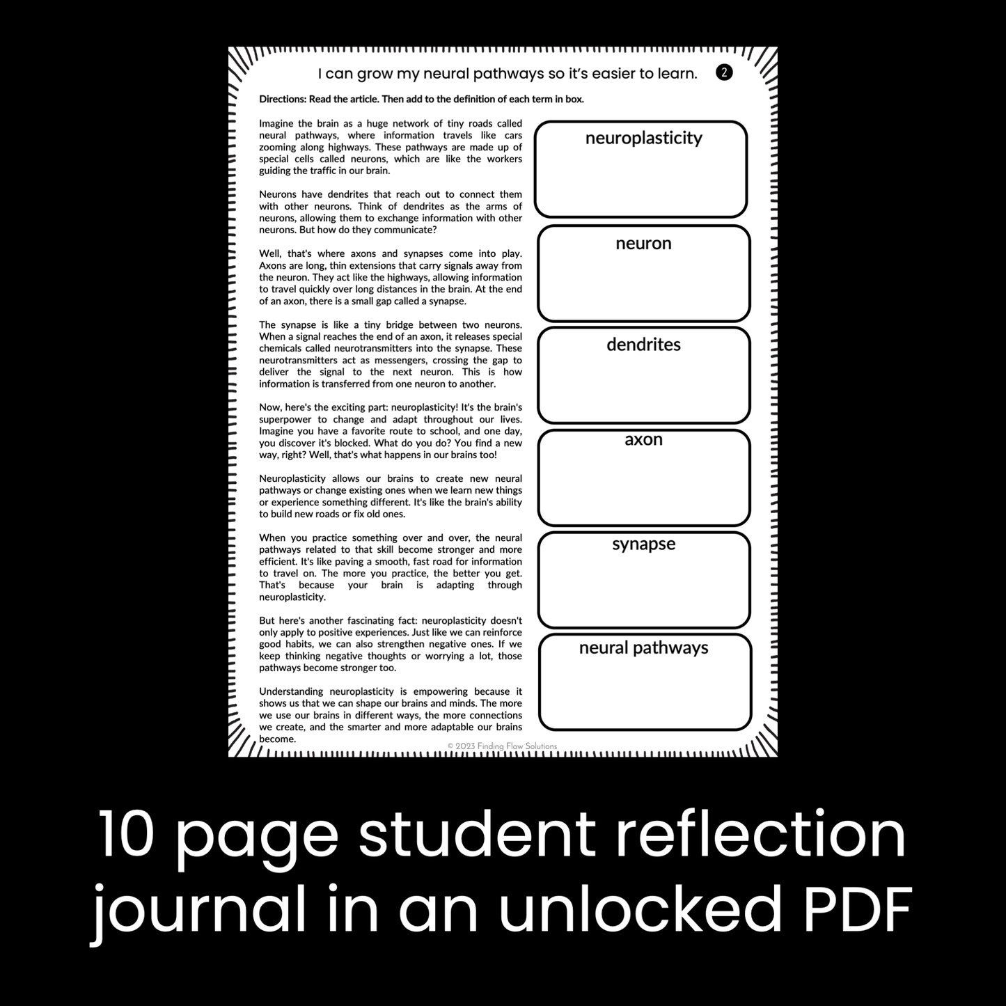 Neuroplasticity + Growth Mindset: 10 lessons with PPT and student journals