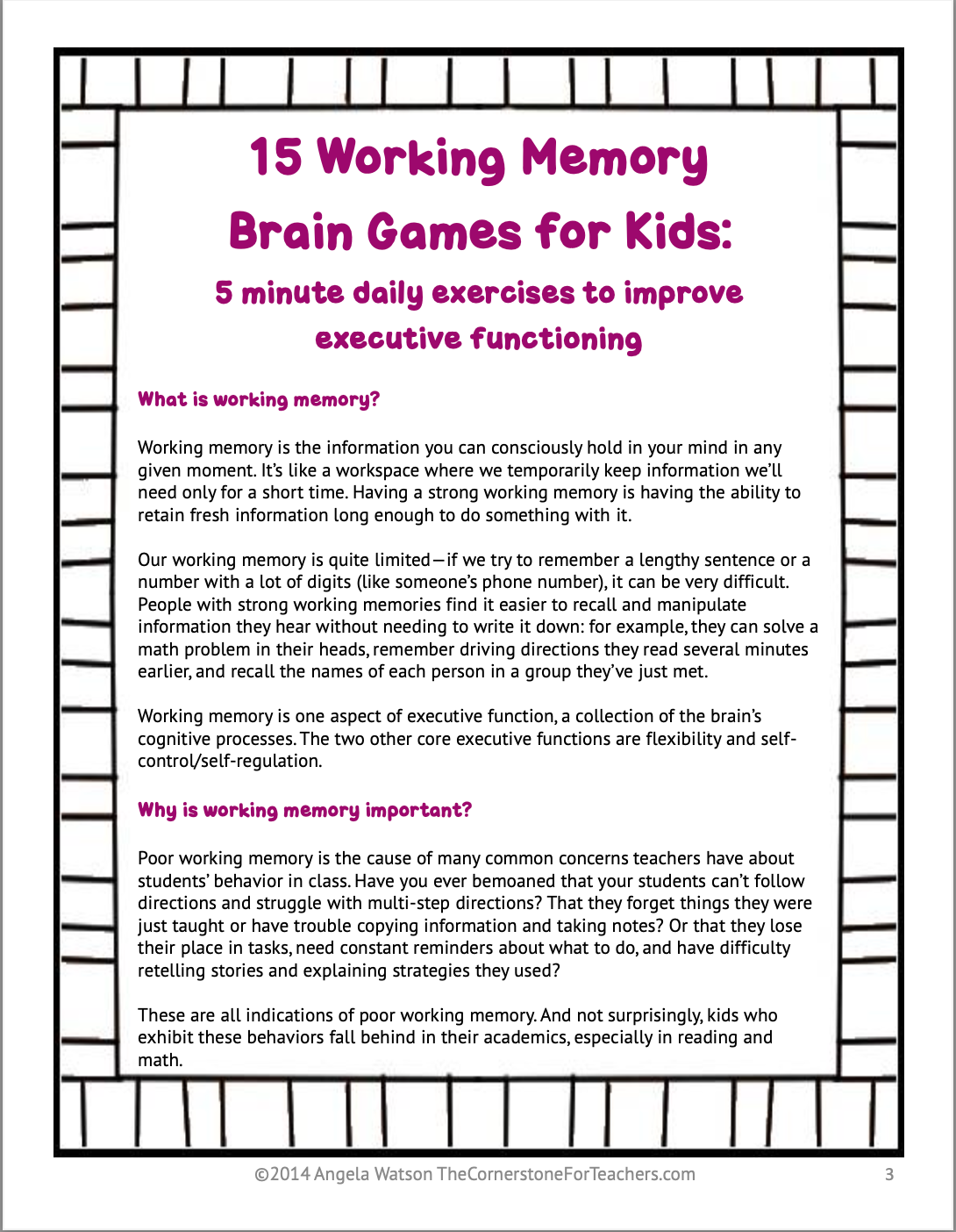 Executive Function Building Games 15 Working Memory Brain Games: Improve executive function in 5 minutes ...