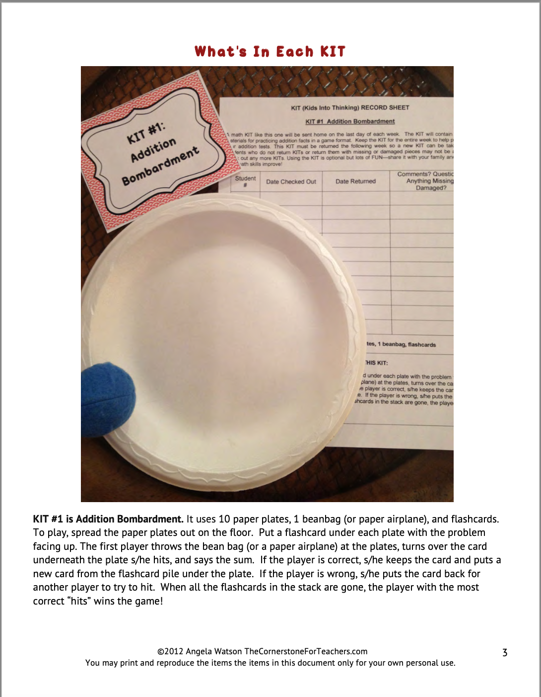 Addition KITs: Editable math games for school or home – Truth for Teachers