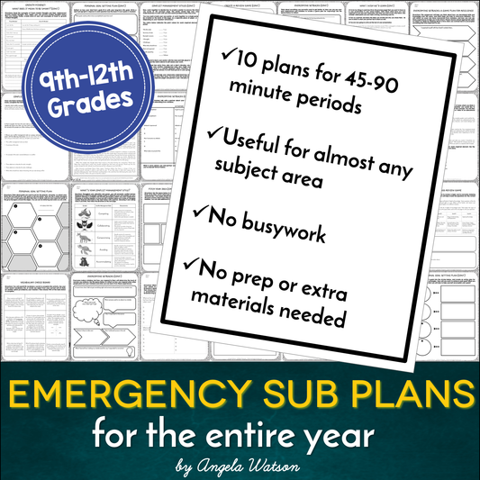 High School Sub Plans: EVERYTHING you need for 10 days of absences