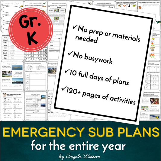 Kindergarten Sub Plans: EVERYTHING you need for 10 days of absences