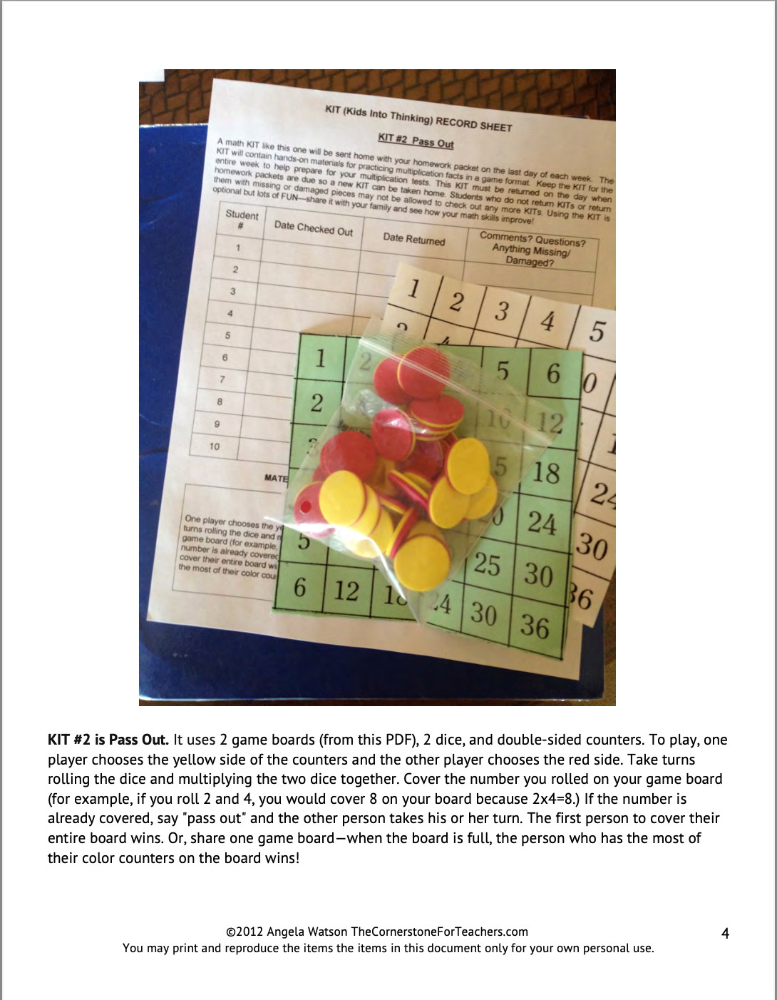 Multiplication KITs: Editable math games for school or home